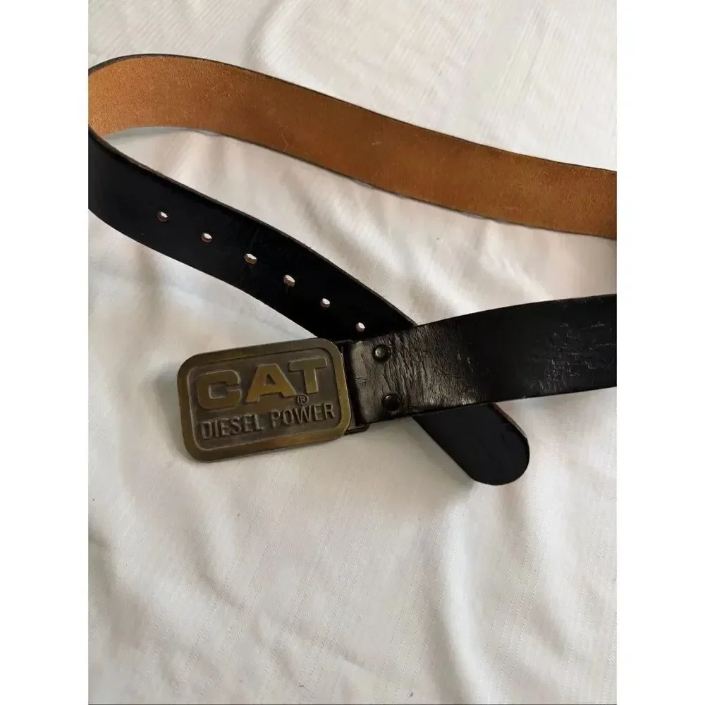 CAT Diesel Power Black Leather Vintage Belt Size 36
